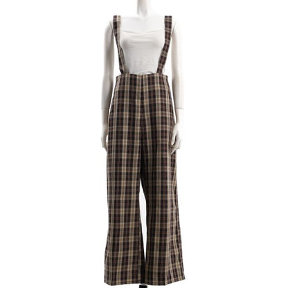 チェック柄サロペットパンツ