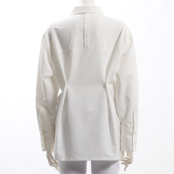 ボタンデザインペプラムシルエットシャツブラウス