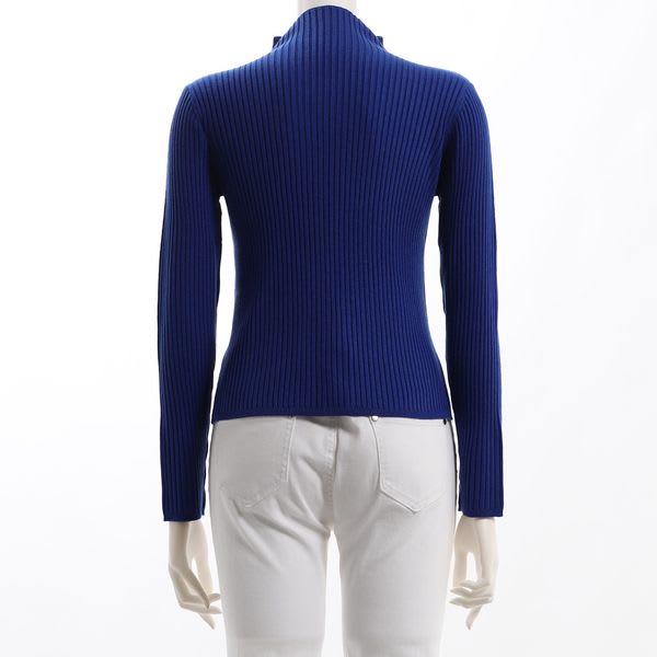 ボトルネックリブニット