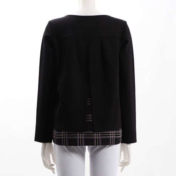 チェック柄アクセントレイヤード風カットソー