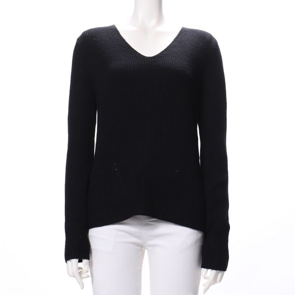 片畦アイレットVネックニット