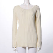 ラウンドネックリブニットプルオーバー