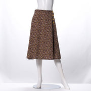 サイドボタン小花柄フレアスカート