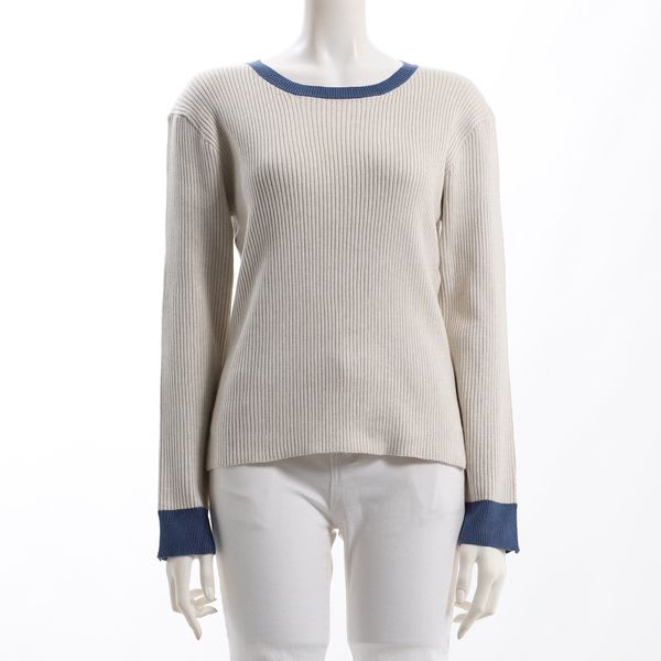 バイカラーリブニット