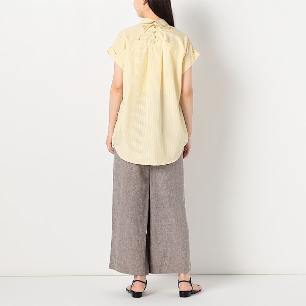 ベルトデザインラップ風ワイドパンツ