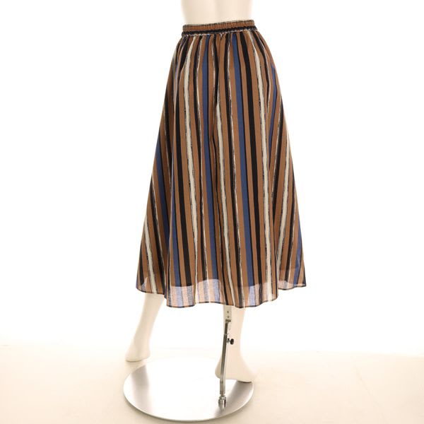 マルチストライプ柄フレアスカート