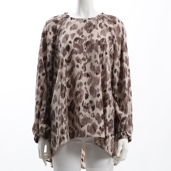 ぼかしレオパード総柄バックテールブラウス