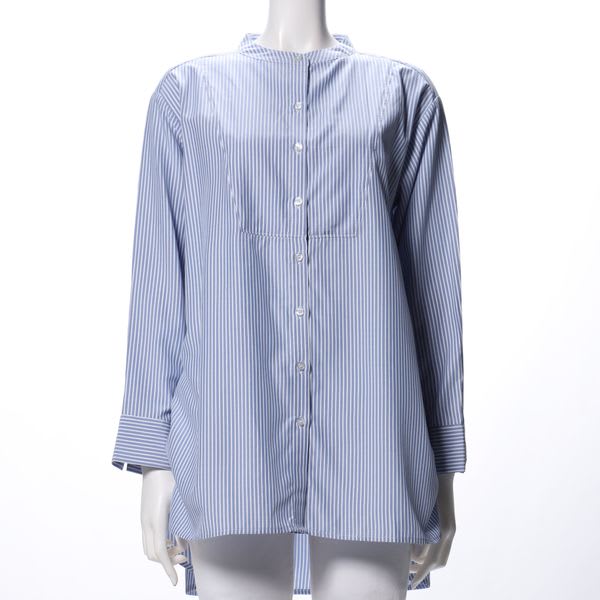 ストライプ柄フロントボタンブラウス