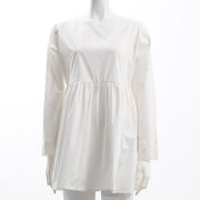 切り替えフレアブラウス