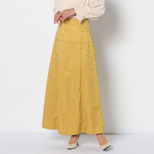 光沢感のあるジャガードAラインスカート
