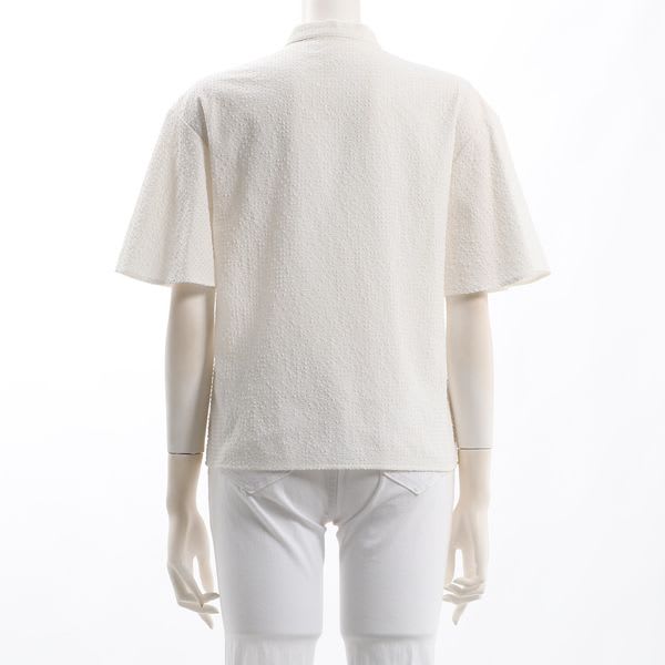 凹凸素材フレアスリーブブラウス