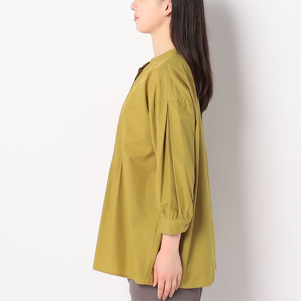 ピンタック前開きバンドカラーシャツ