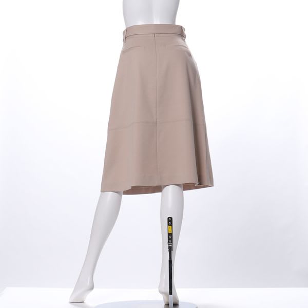 ウエストベルト付きボタンデザイン台形スカート
