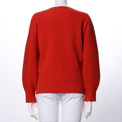 Vネックバルーンスリーブニット