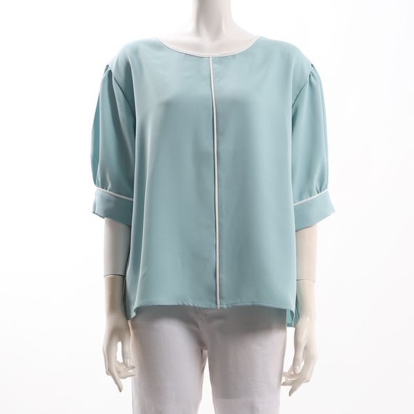 パイピングパフスリーブブラウス