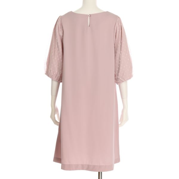 ドットチュール袖ワンピース