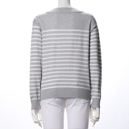 ボーダー柄Vネックニット