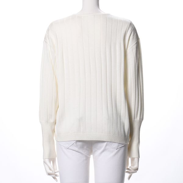 ワイドリブVネックニット