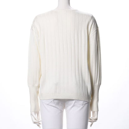 ワイドリブVネックニット