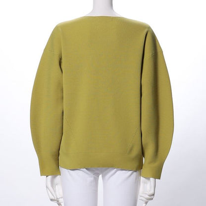 Vネックバルーンスリーブニット