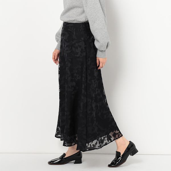 シアー織り柄Aラインスカート