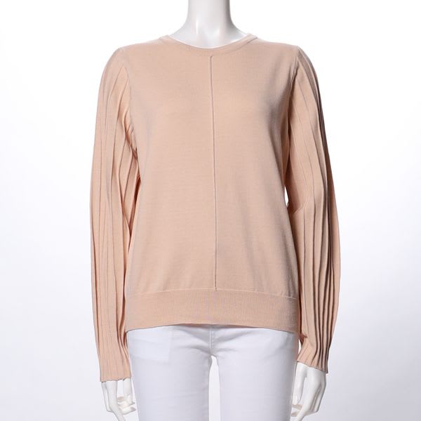 袖プリーツニットプルオーバー