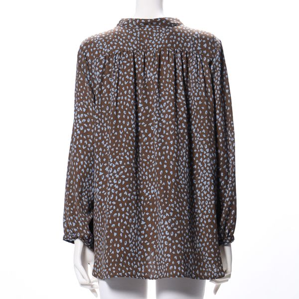 ハートレオパードプリントフロントボタンブラウス