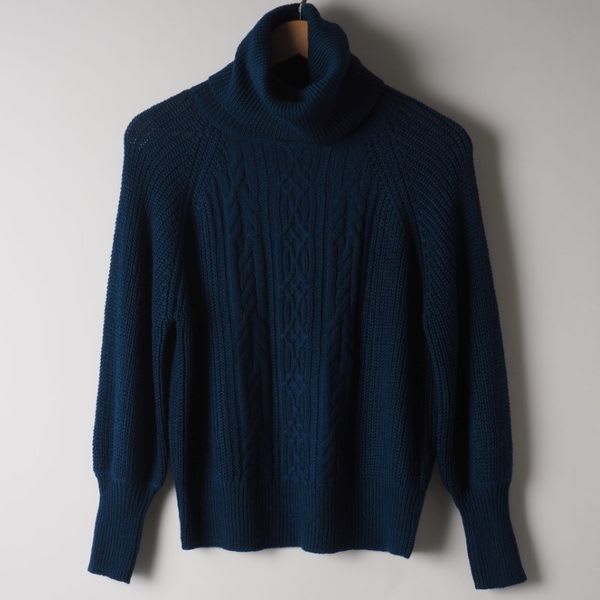 ケーブル編みタートルネックニット