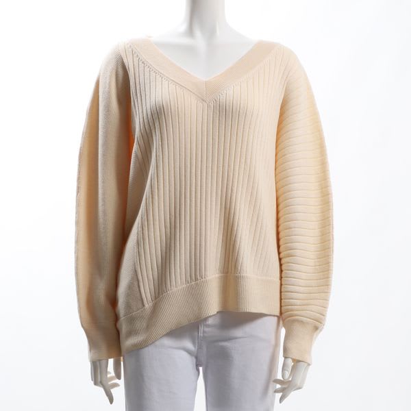 サイドリブ切り替えアシンメトリーニット