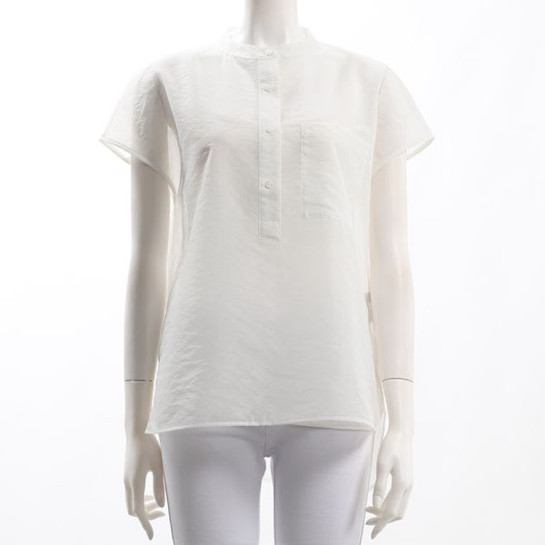 バンドカラーシアーブラウス