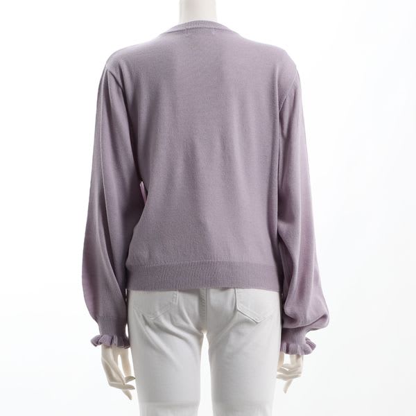 パールネックフリルデザインニット