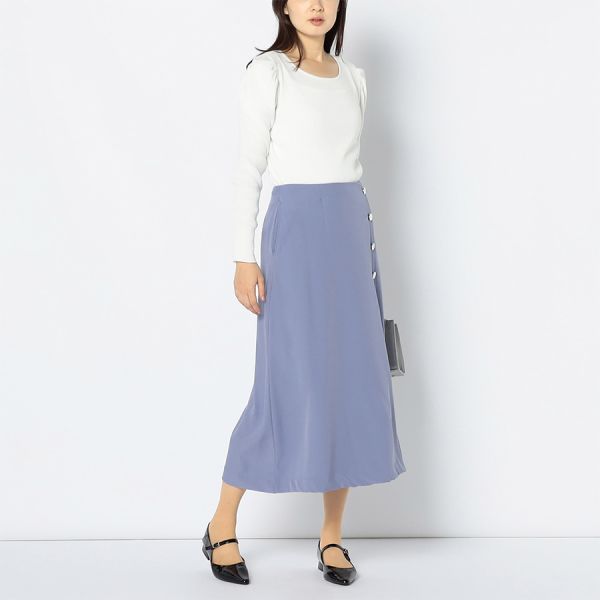 フロントボタンAラインスカート