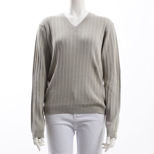 サイドボタンVネックリブニット