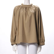 スタンドギャザーネックブラウス