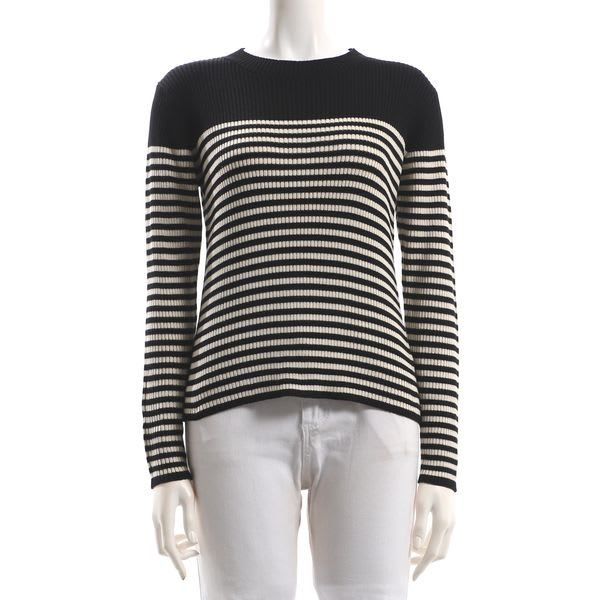 シンプルクルーネックリブニット