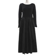 ボートネックリブニットドッキングワンピース