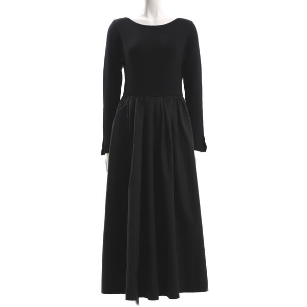 ボートネックリブニットドッキングワンピース