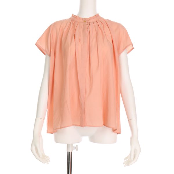 スタンドフリルネックブラウス