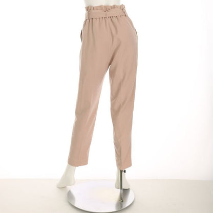 ハイウエストリボンベルトテーパードパンツ