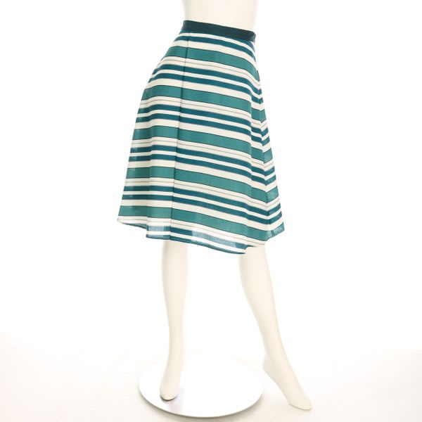 麻調マルチボーダーフレアスカート