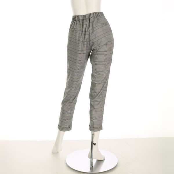 グレンチェック柄テーパードパンツ