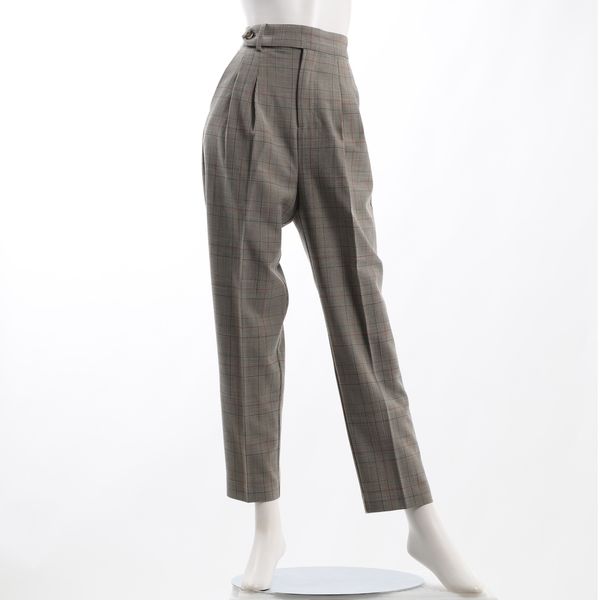 グレンチェックタック入りテーパードパンツ