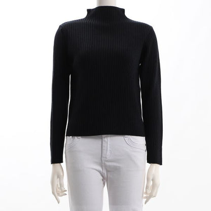 ボトルネックリブニット