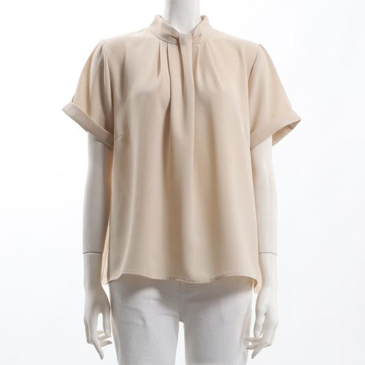 ボウタイ風デザインタックネックブラウス