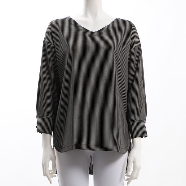 ストライプ柄Vネックブラウス