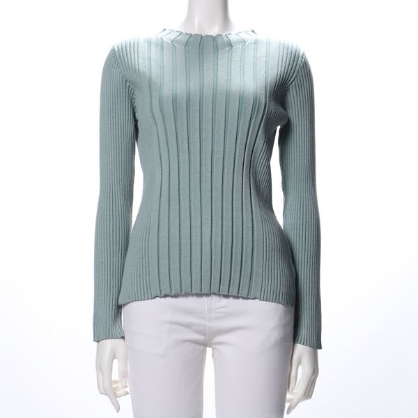 リブニットスリット長袖プルオーバー