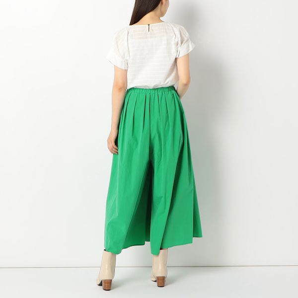 綿ストライプ透かし刺繍ブラウス