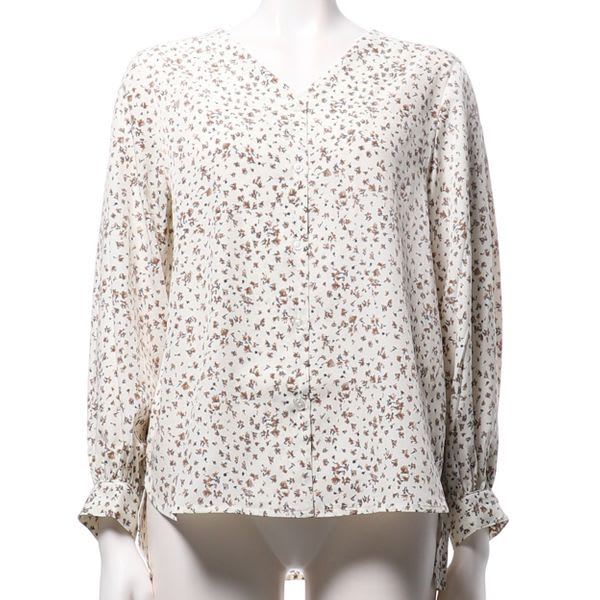 小花柄フロントボタンブラウス