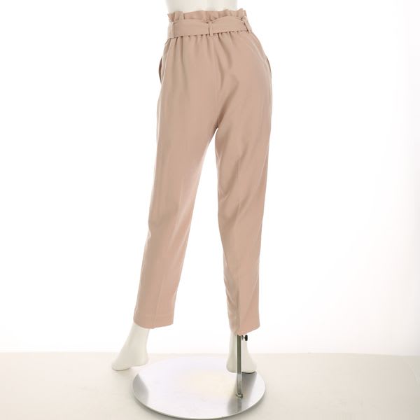 ハイウエストリボンベルト付きテーパードパンツ