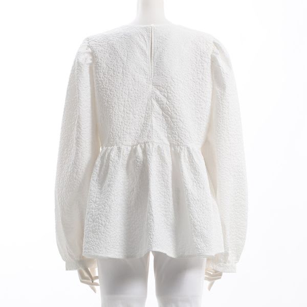 ふくれジャガードペプラムブラウス